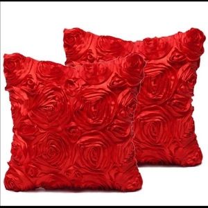 2 pcs Red rose Throw Pillow case